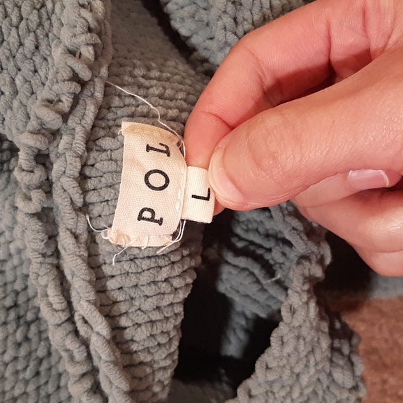 🦕POL Blue/Teal Balloon-Sleeve Chenille Hooded Sweater (Large)🦕 - Picture 10 of 13